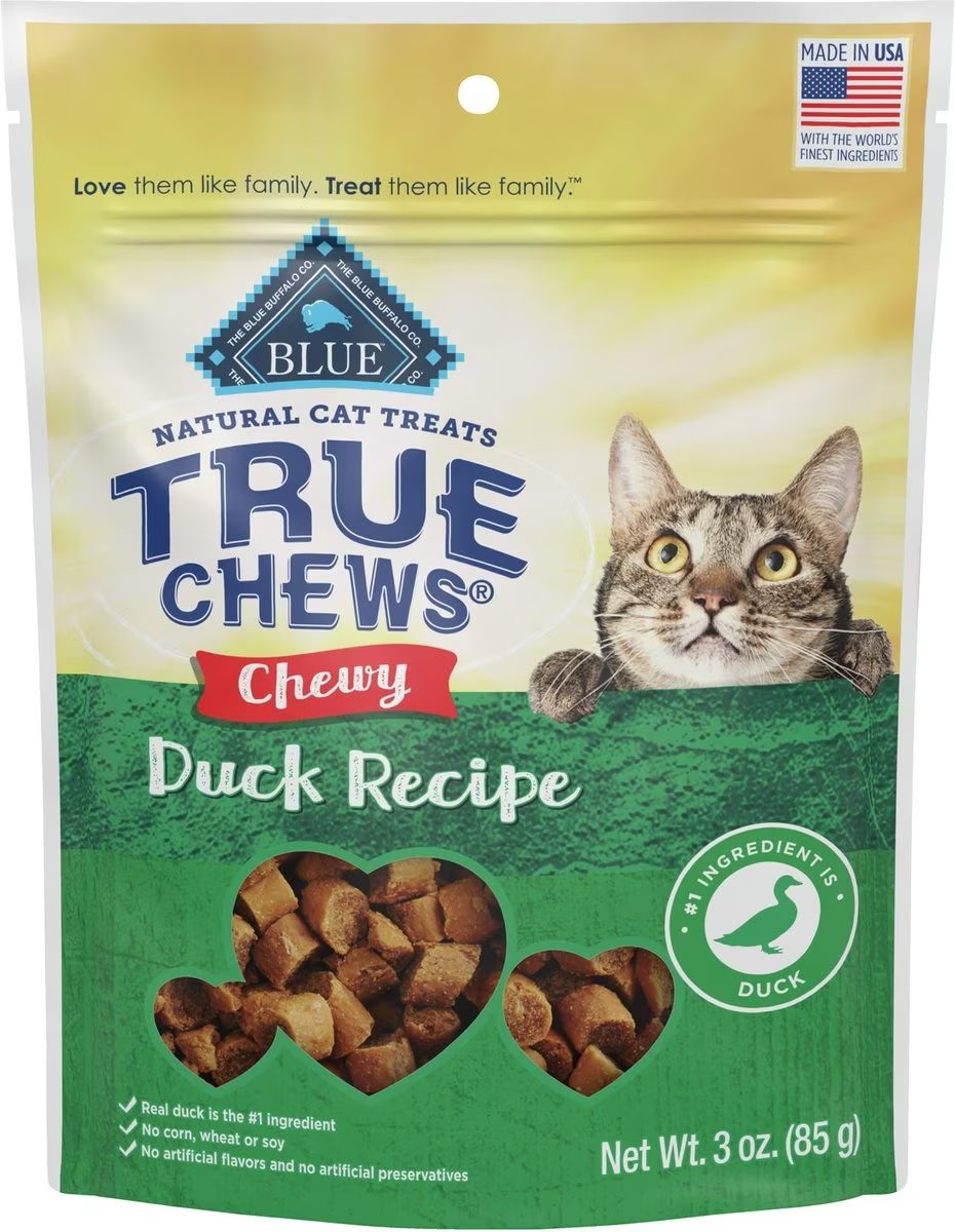 Blue True Chews Chewy Natural Chewy Duck Cat Treats  Cat Treats  | PetMax Canada
