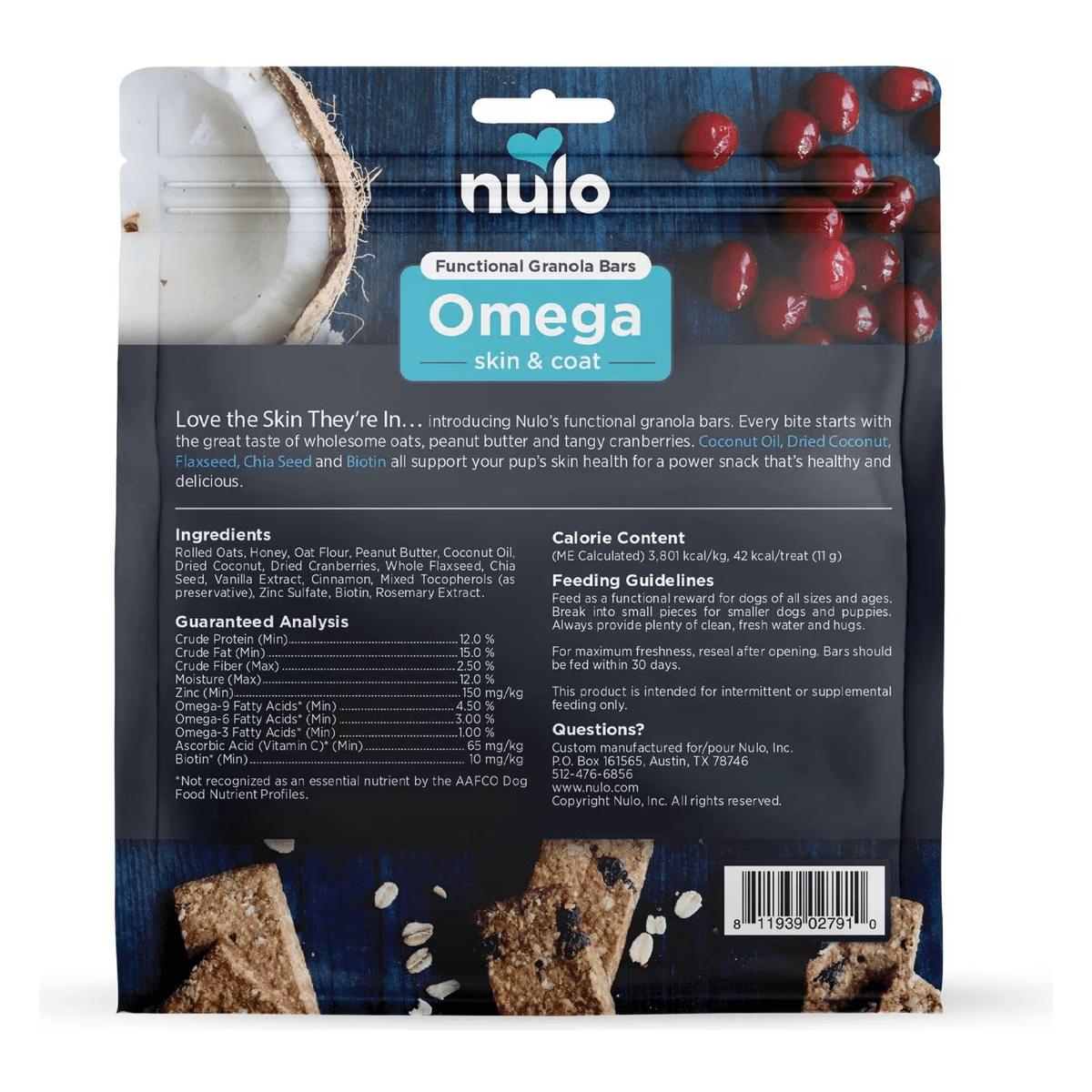 Nulo Functional Granola Omega Skin & Coat Dog Treats  Dog Treats  | PetMax Canada