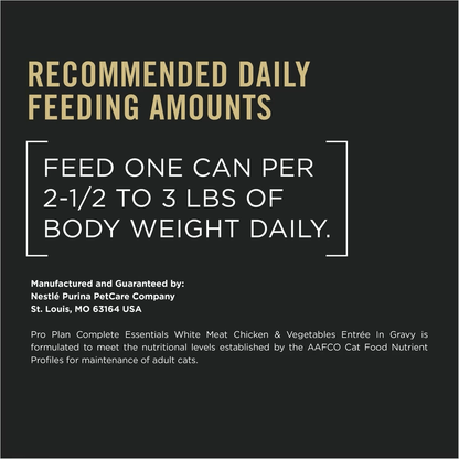 Purina Pro Plan Adult White Meat Chicken & Vegetable Entree in Gravy Canned Cat Food - 85g - Canned Cat Food - Purina Pro Plan - PetMax Canada