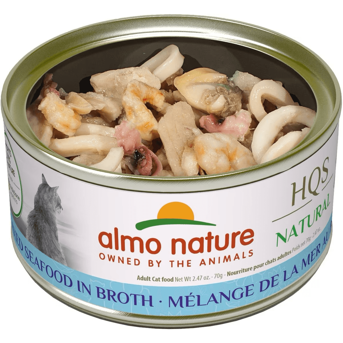 Almo Nature HQS Natural Mixed Seafood in Broth Grain-Free Canned Cat Food - 70g - Canned Cat Food - Almo Nature - PetMax Canada