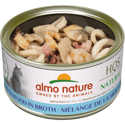Almo Nature HQS Natural Mixed Seafood in Broth Grain-Free Canned Cat Food - 70g - Canned Cat Food - Almo Nature - PetMax Canada