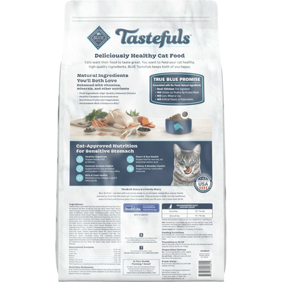 Blue Buffalo Tastefuls Sensitive Stomach Natural Chicken Adult Dry Cat Food - 2.27 Kg - Cat Food - Blue Buffalo - PetMax Canada