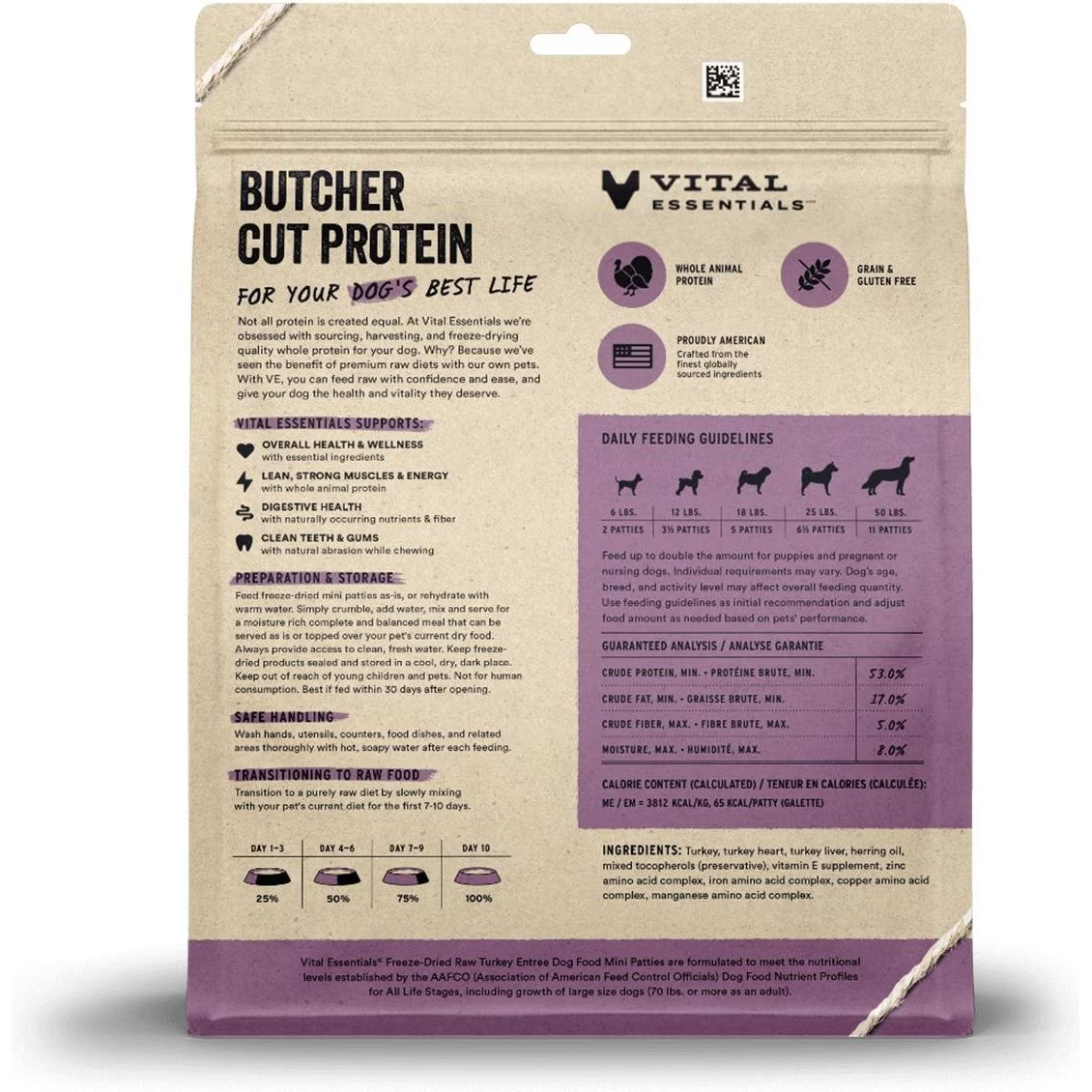 Vital Essentials Freeze Dried Raw Turkey Mini Patties
