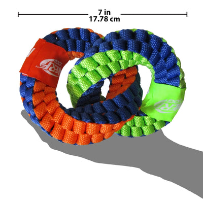 Nerf Dog Braided Twisted 2-Ring Tug - 7" - Dog Toys - Nerf - PetMax Canada