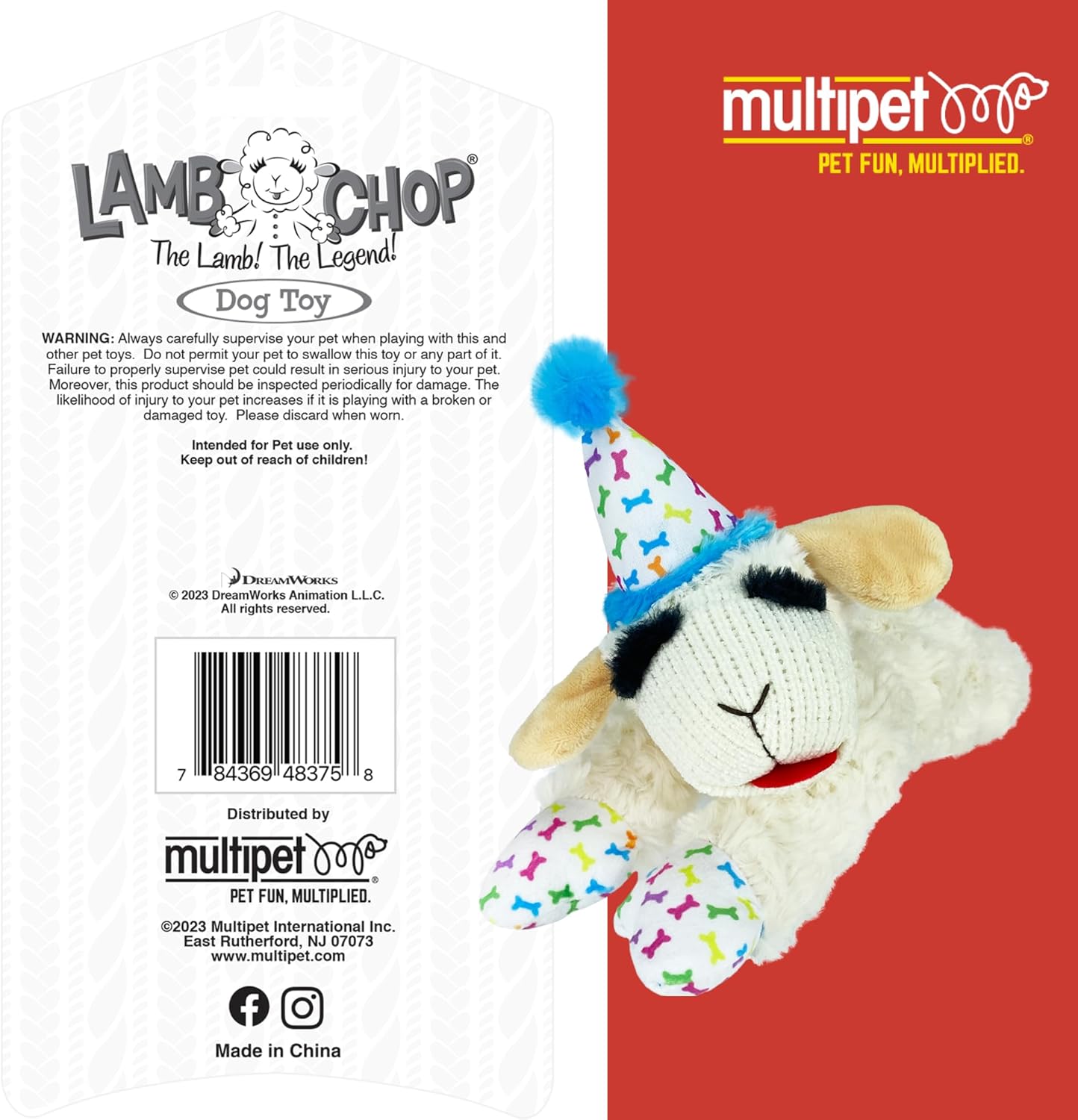 Lamb Chop With Birthday Hat Plush Dog Toy