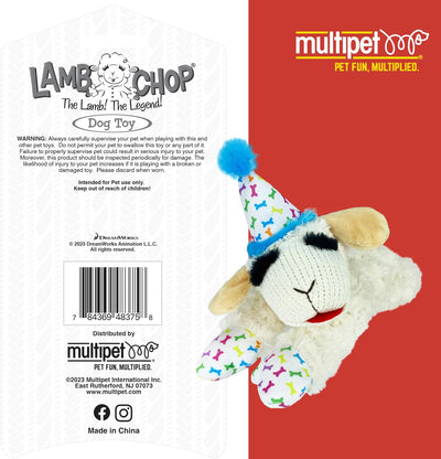 Lamb Chop With Birthday Hat Plush Dog Toy