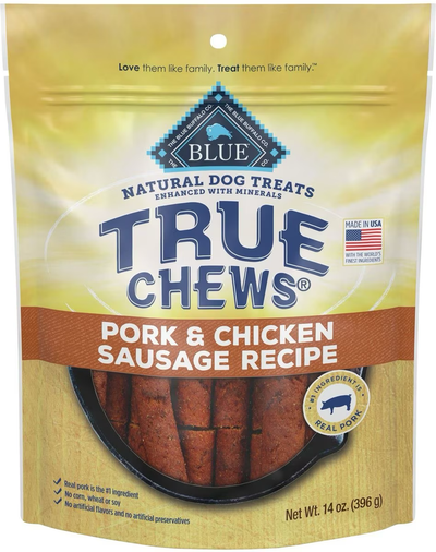 Blue True Chews Dog Treats Pork & Chicken Sausage  Dog Treats  | PetMax Canada