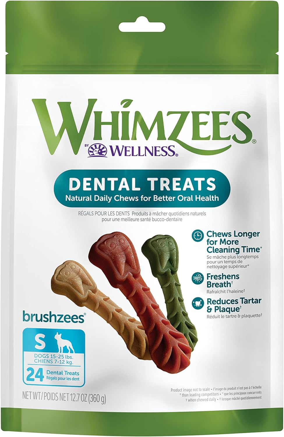 Whimzees Natural Grain Free Daily Dental Long Lasting Dog Treats Brushzees Small Natural Chews Small | PetMax Canada