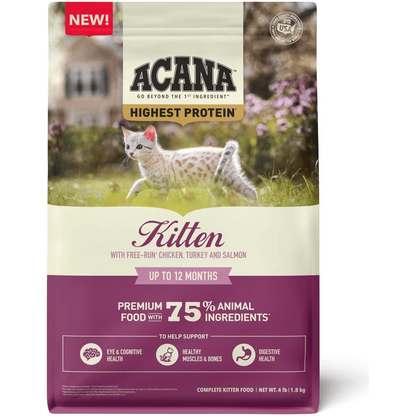 Acana Highest Protein Grain-Free Dry Kitten Food - 1.8 Kg - Cat Food - Acana - PetMax Canada