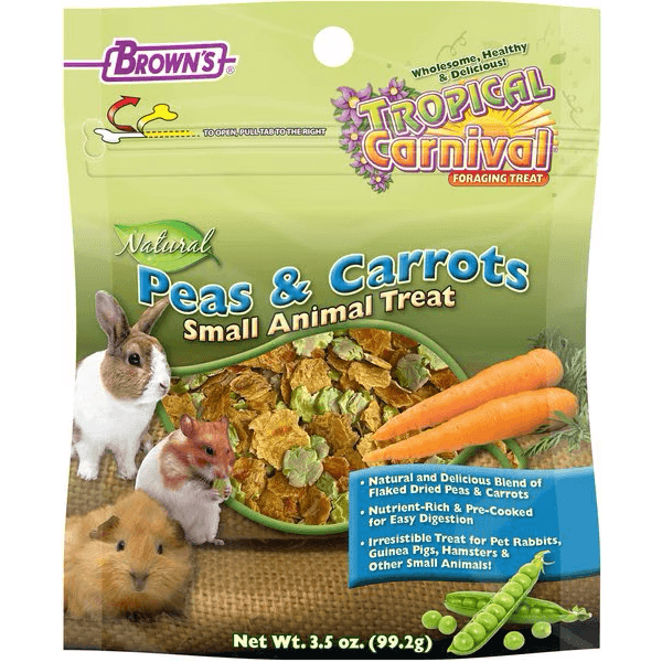 Browns Tropical Carnival Natural Peas & Carrots - 99.2 g - Small Animal Food Dry - F.M. Bowns Sons Inc. - PetMax Canada