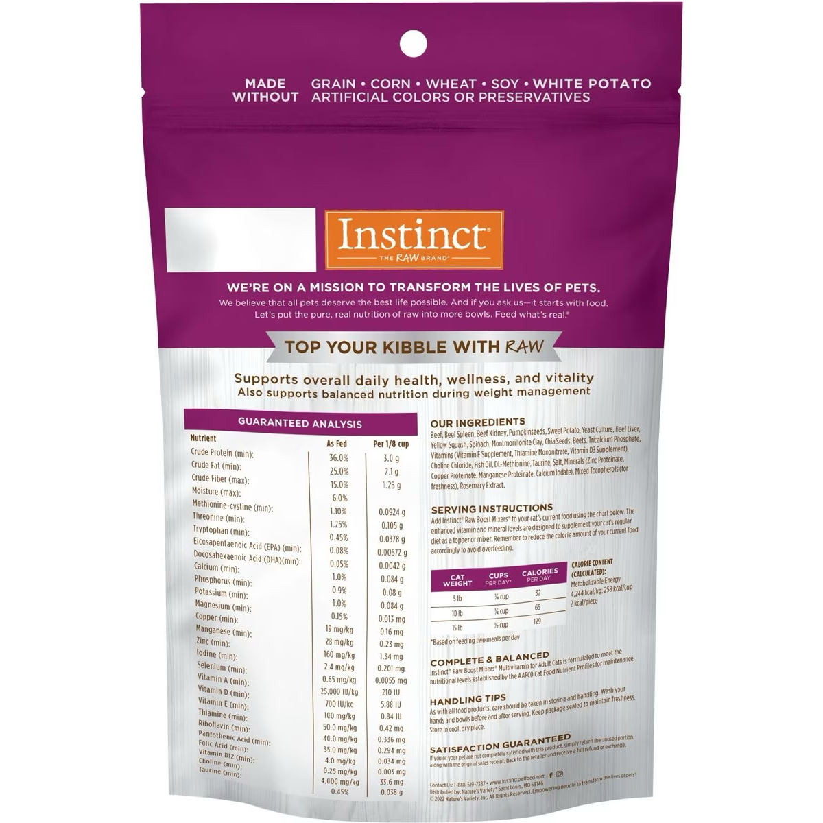 Instinct Boost Mixers Multivitamin Grain-Free Freeze-Dried Raw Adult Cat Food Topper  Cat Food  | PetMax Canada