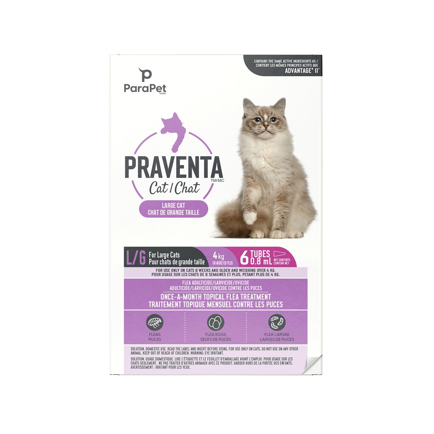 Praventa for Large Cats 4Kg+ 6 Tubes Flea & Tick Topical Applications 6 Tubes | PetMax Canada
