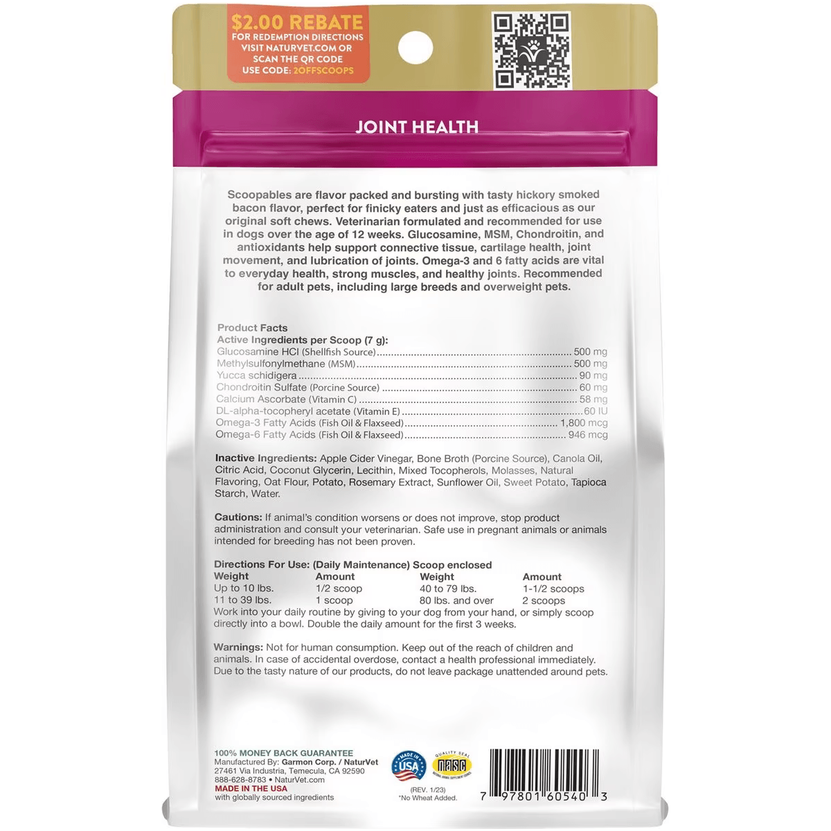 NaturVet Scoopables Glucosamine DS Plus Level 2 Moderate Joint Care Dog Supplement  Health Care  | PetMax Canada