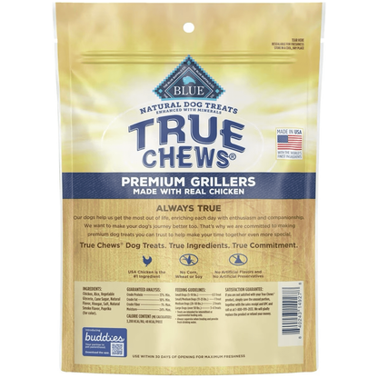 Blue True Chews Dog Treats Grillers Chicken - 340g - Dog Treats - Blue Buffalo - PetMax Canada