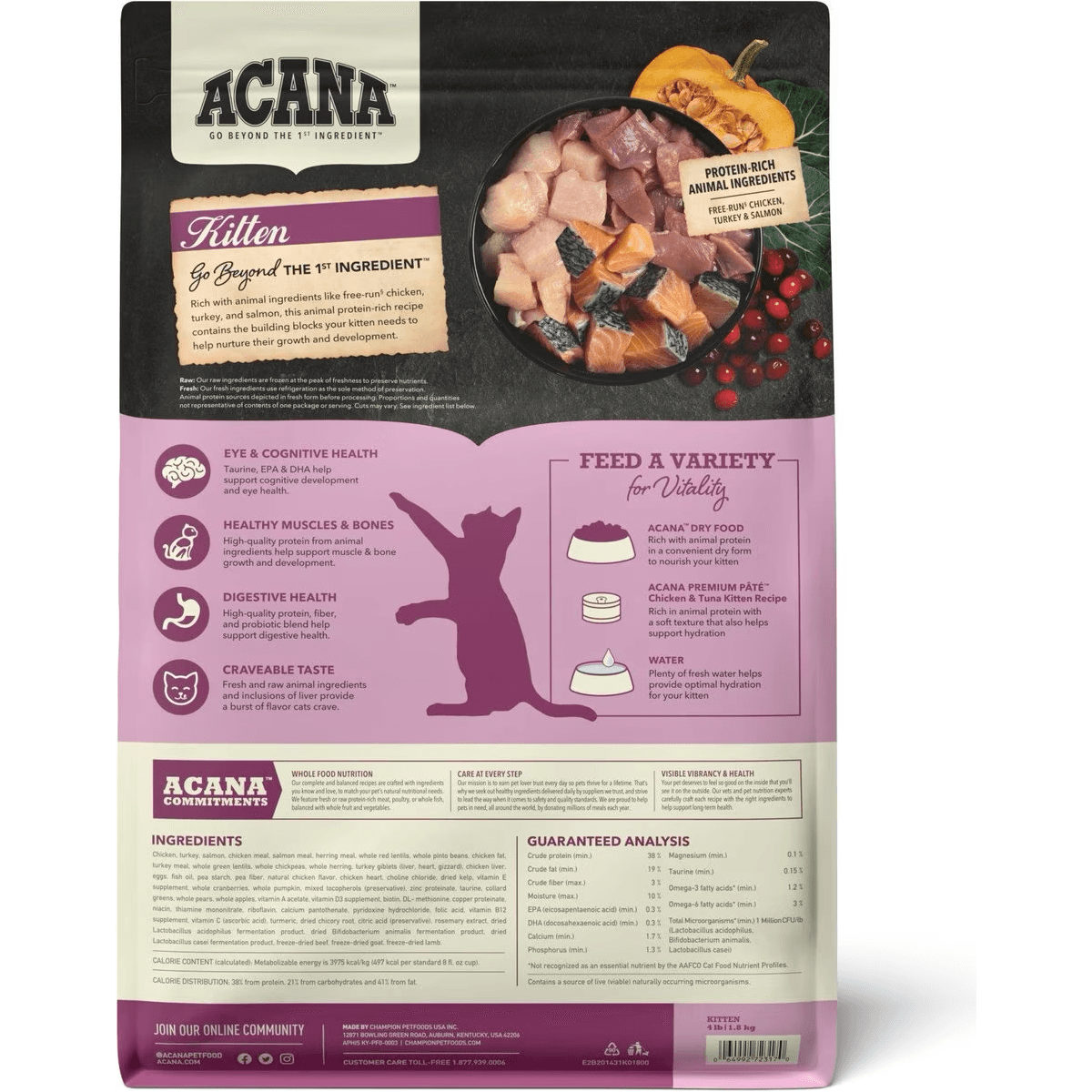 Acana Highest Protein Grain-Free Dry Kitten Food - 1.8 Kg - Cat Food - Acana - PetMax Canada