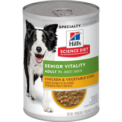 Hill's Science Diet Adult 7+ Senior Vitality Chicken & Vegetable Stew Canned Dog Food  Canned Dog Food  | PetMax Canada