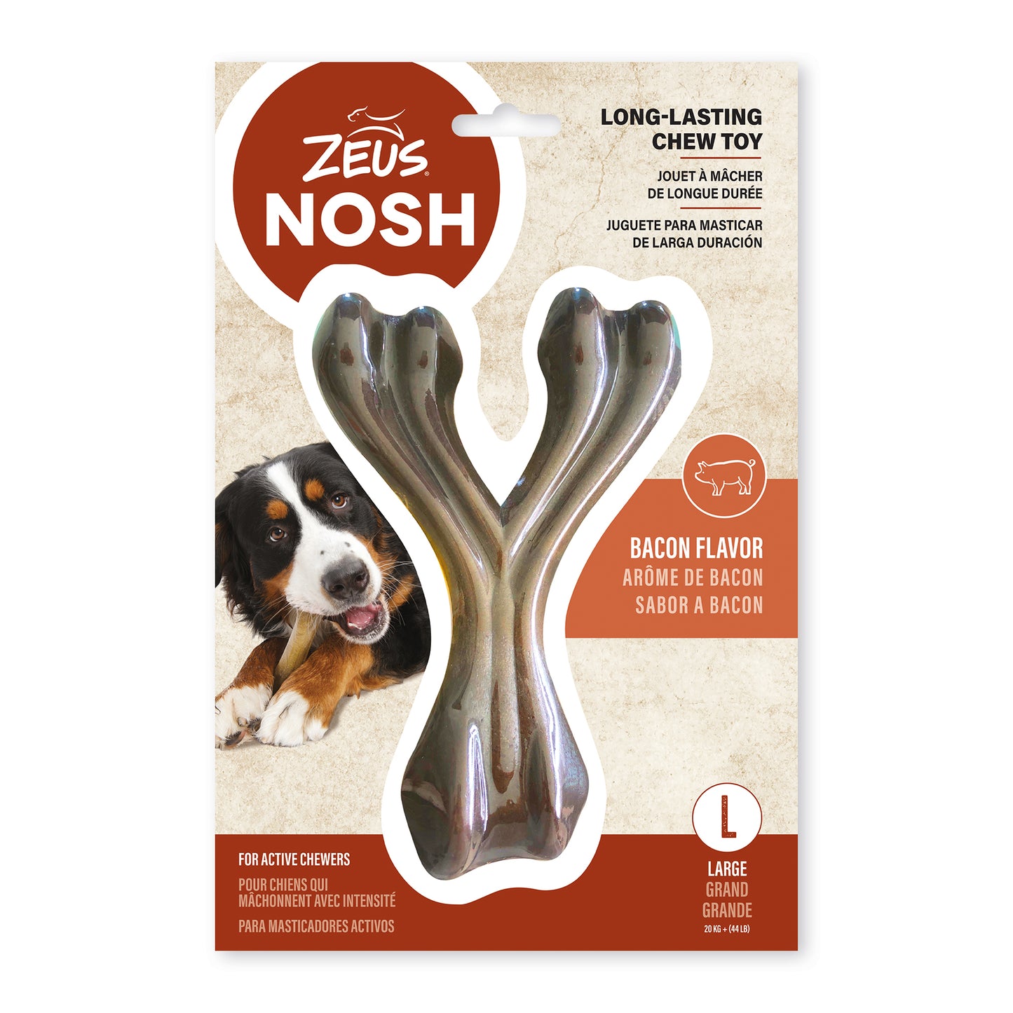 Nosh Strong Wishbone Chew Bacon Flavour Large Nylon Large | PetMax Canada