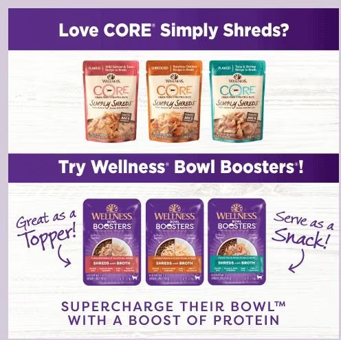 Wellness Bowl Boosters Shredded Chicken Wet Cat Topper  Canned Cat Food  | PetMax Canada