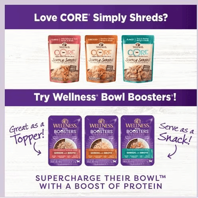 Wellness Bowl Boosters Shredded Chicken Wet Cat Topper - 50g - Canned Cat Food - Wellness - PetMax Canada