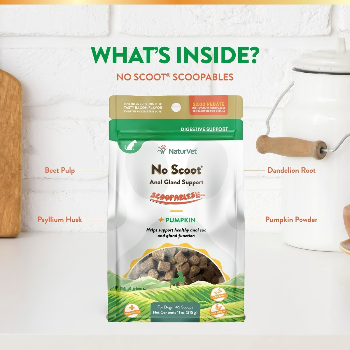 NaturVet Scoopables No Scoot Anal Gland Support Dog Supplement  Health Care  | PetMax Canada