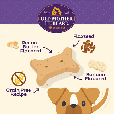 Old Mother Hubbard Classic P-Nuttier 'N Nanners Grain Free Mini Oven-Baked Biscuits Dog Treats - 453g - Dog Treats - Old Mother Hubbard - PetMax Canada