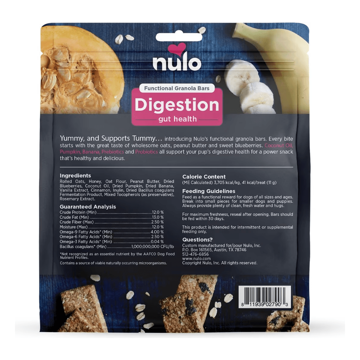 Nulo Functional Granola Digestion Gut Health Dog Treats - 284g - Dog Treats - Nulo - PetMax Canada