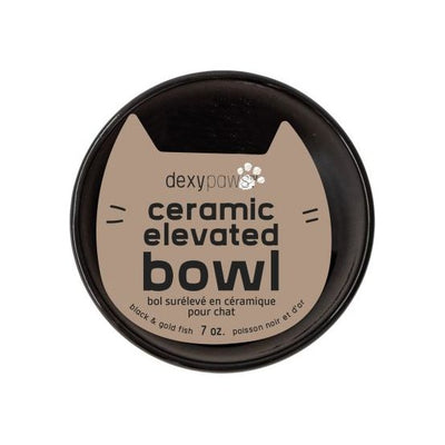 Dexypaws Raised Ceraminc Cat Bowl Black