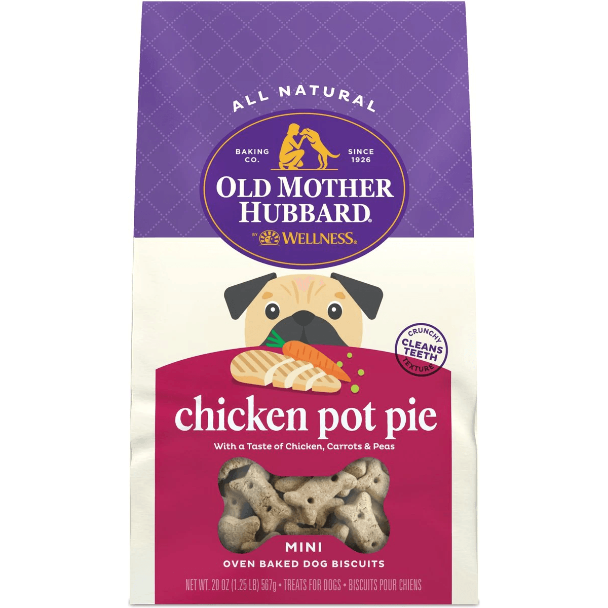 Old Mother Hubbard Classic Chicken Pot Pie Natural Mini Oven-Baked Biscuits Dog Treats - 567g - Dog Treats - Old Mother Hubbard - PetMax Canada