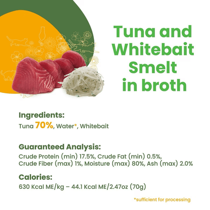 Almo Nature HQS Natural Tuna & Whitebait Smelt in Broth Grain-Free Canned Cat Food - 70g - Canned Cat Food - Almo Nature - PetMax Canada
