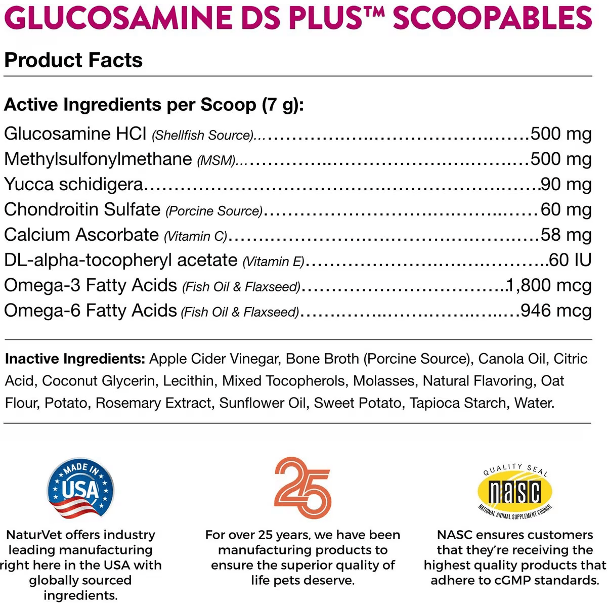 NaturVet Scoopables Glucosamine DS Plus Level 2 Moderate Joint Care Dog Supplement  Health Care  | PetMax Canada