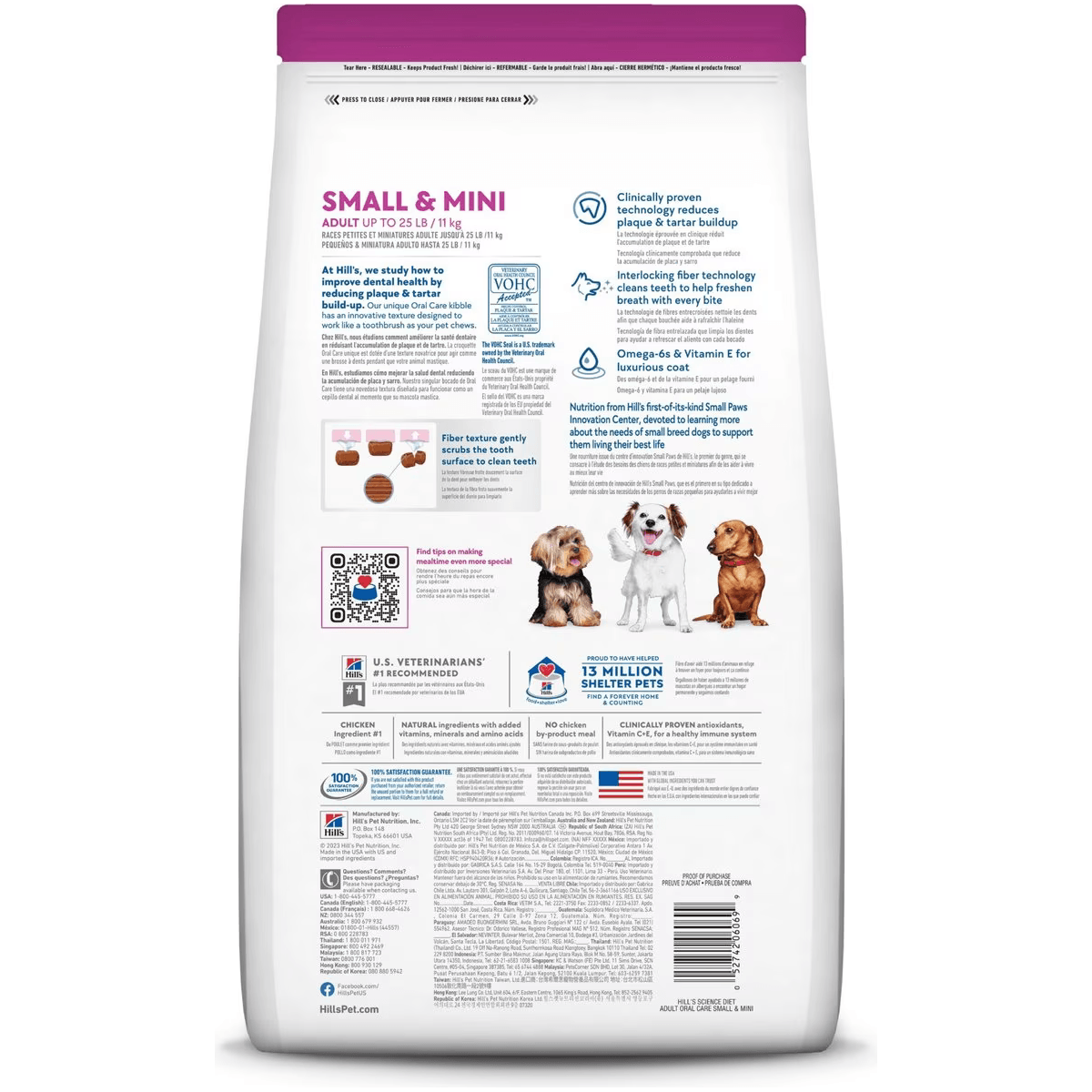 Hill's Science Diet Oral Care Small & Mini Chicken Recipe Adult Dry Dog Food - 1.81 Kg - Dog Food - Hill's Science Diet - PetMax Canada