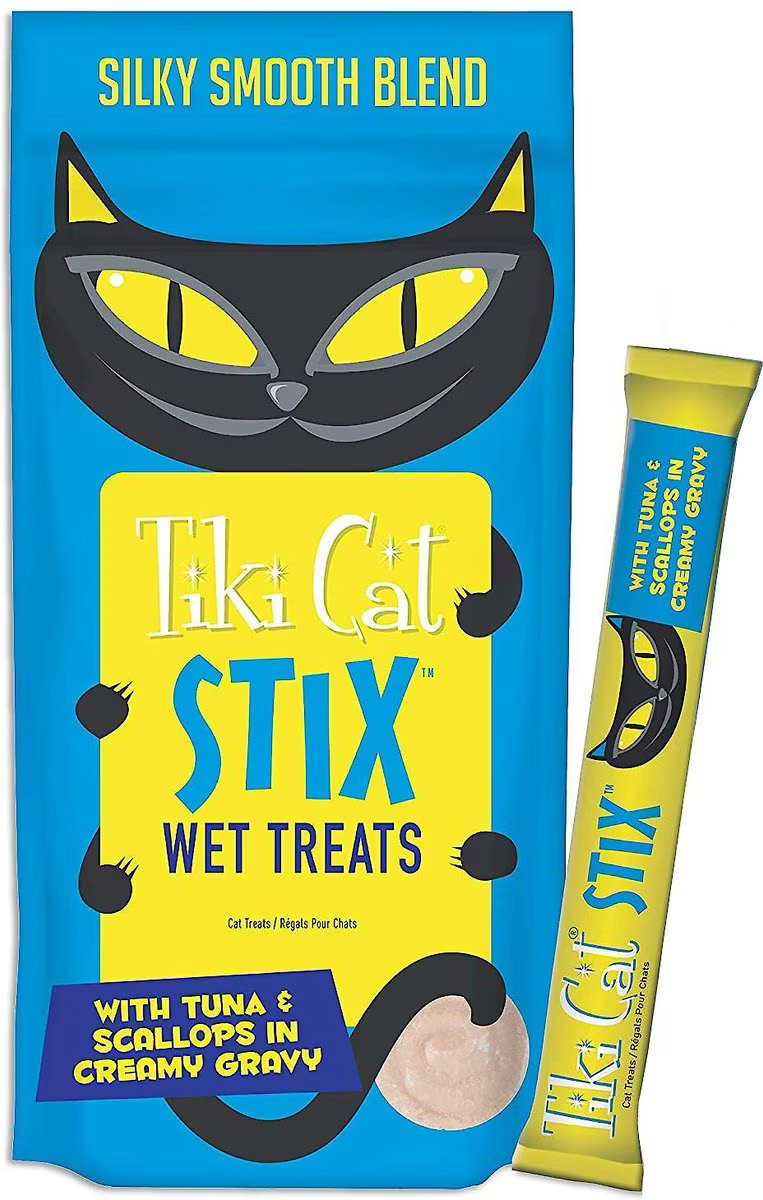 Tiki Cat Stix Tuna & Scallops in Creamy Gravy Grain-Free Wet Cat Treat  Cat Treats  | PetMax Canada