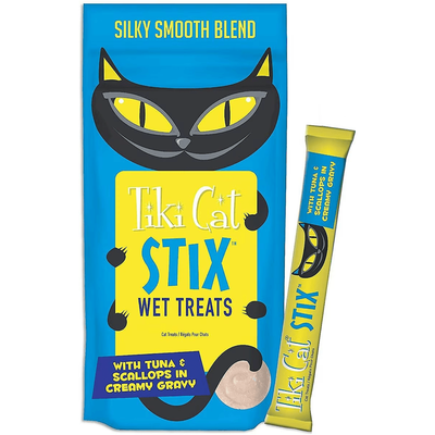 Tiki Cat Stix Tuna & Scallops in Creamy Gravy Grain-Free Wet Cat Treat  Cat Treats  | PetMax Canada