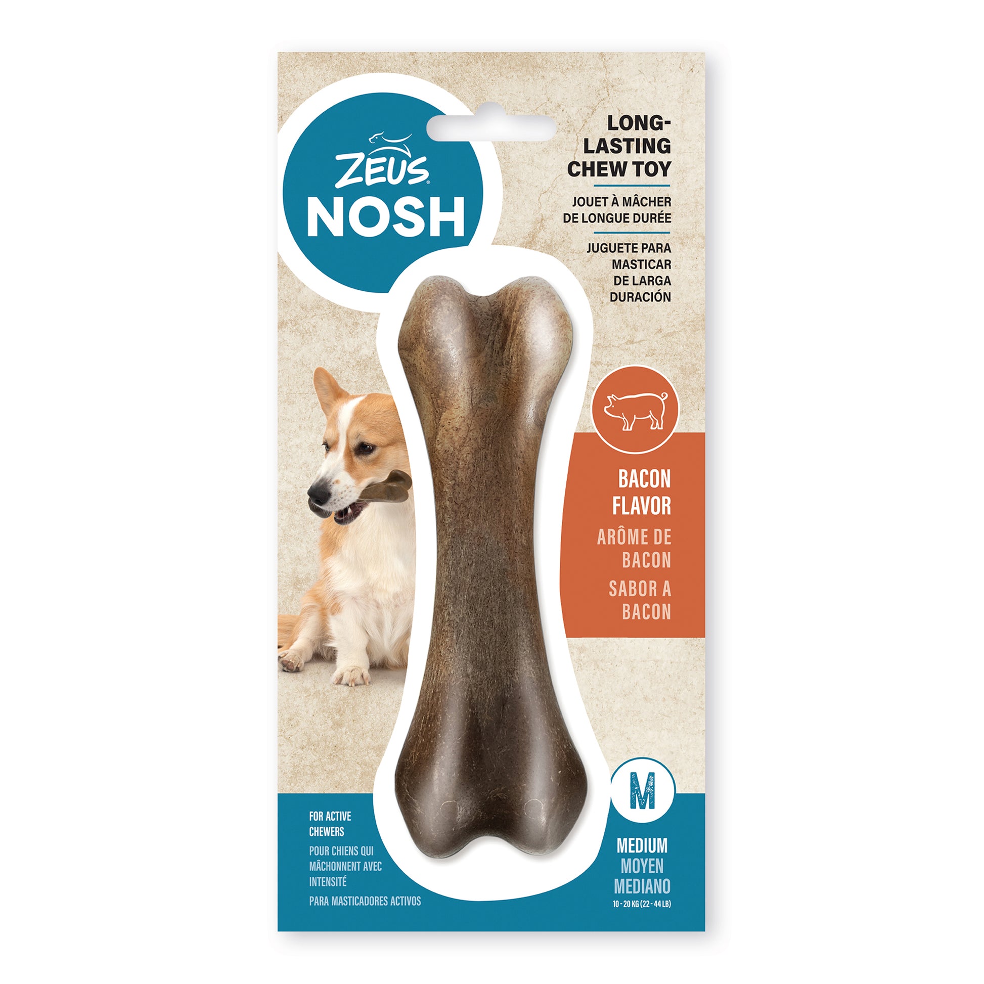 Nosh Strong Chew Bone Bacon Medium Nylon Medium | PetMax Canada