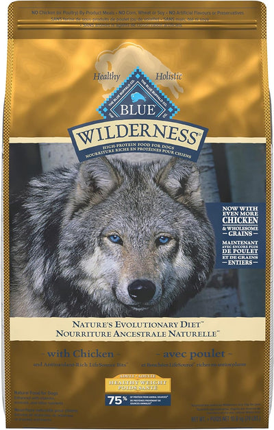Blue Buffalo Wilderness More Meat & Wholesome Grains Natural Dry Dog Food Healthy Weight Chicken 10.9 Kg Dog Food 10.9 Kg | PetMax Canada