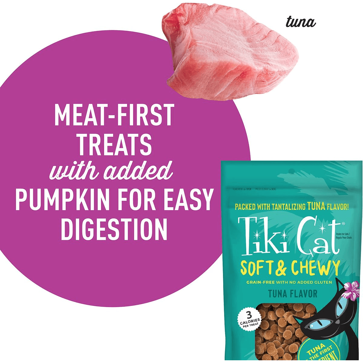 Tiki Cat Treats Grain Free Soft & Chewy Tuna  Cat Treats  | PetMax Canada