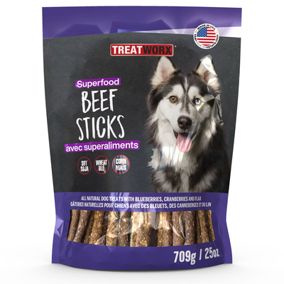 Treatworx Superfood Beef Sticks Dog Treats  Dog Treats  | PetMax Canada
