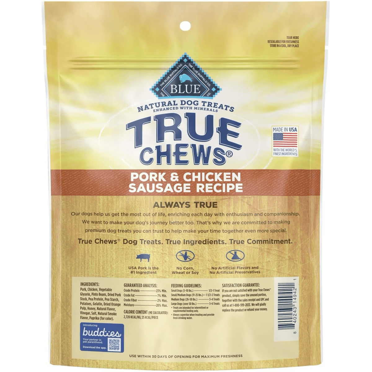 Blue True Chews Dog Treats Pork & Chicken Sausage  Dog Treats  | PetMax Canada