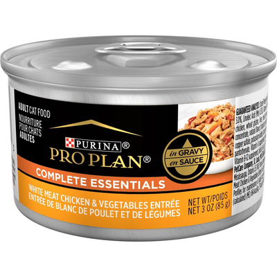Purina Pro Plan Adult White Meat Chicken & Vegetable Entree in Gravy Canned Cat Food - 85g - Canned Cat Food - Purina Pro Plan - PetMax Canada