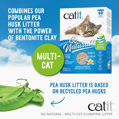 Catit Go Natural Pea Husk Multi-Cat Clumping Litter Vanilla Scented