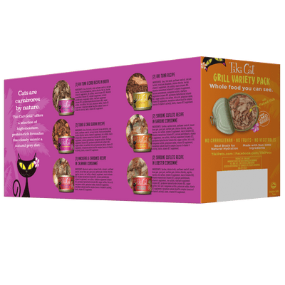 Tiki Cat Grill Variety Pack Wet Cat Food - Back of Pack Nutrition Info - Tiki Cat - PetMax Canada
