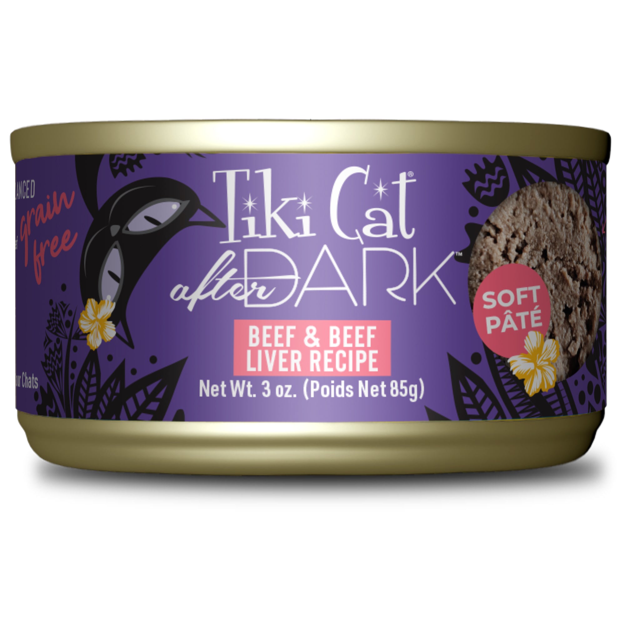 Tiki Cat After Dark Beef & Beef Liver Pâté Wet Cat Food - Front of Can - Tiki Cat - PetMax Canada