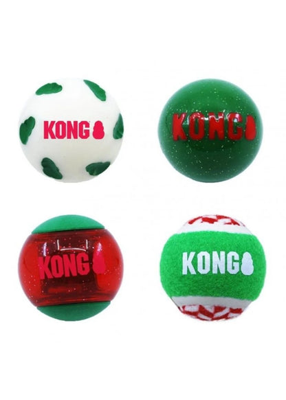 Kong Holiday Occasions Ball Dog Toy 4-Pack