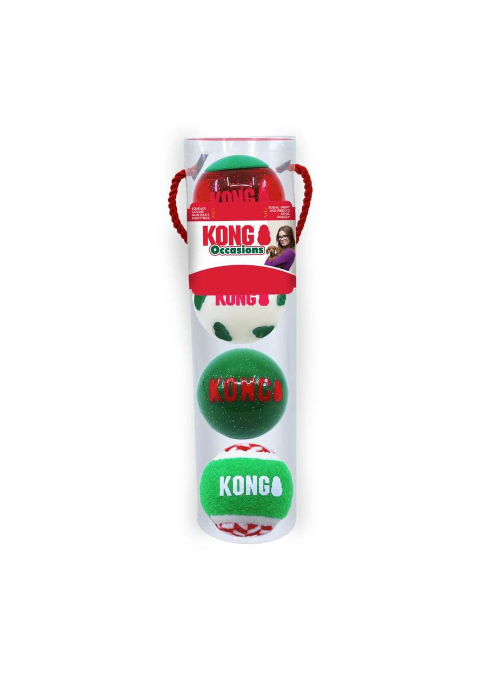 Kong Holiday Occasions Ball Dog Toy 4-Pack