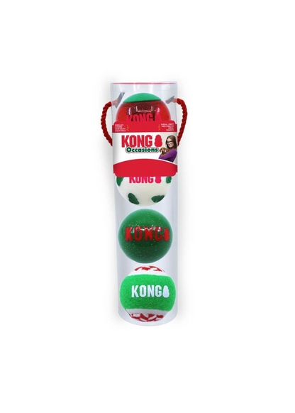 Kong Holiday Occasions Ball Dog Toy 4-Pack