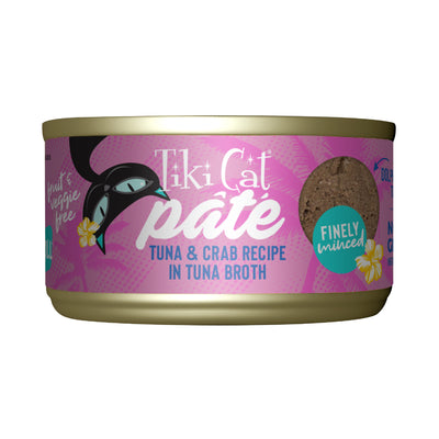 Tiki Cat Grill Pâté Tuna & Crab Recipe in Tuna Broth Wet Cat Food - Front of Can - Tiki Cat - PetMax Canada