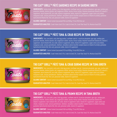 Tiki Cat Grill Pâté Variety Pack Wet Cat Food - Product Highlights 1 - Tiki Cat - PetMax Canada