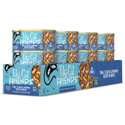 Tiki Cat Aloha Friends Tuna, Tilapia & Pumpkin Recipe in Broth Wet Cat Food - Case of 12 - Tiki Cat - PetMax Canada