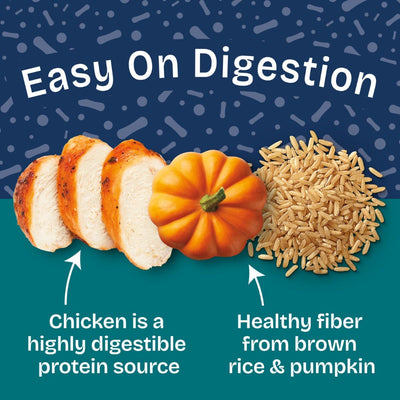 Natural Balance Health Protection Chicken, Pumpkin & Brown Rice Stew Wet Dog Food - 354g - benefit banner - 'Easy On Digestion' (chicken + pumpkin + brown rice) - Natural Balance - PetMax Canada