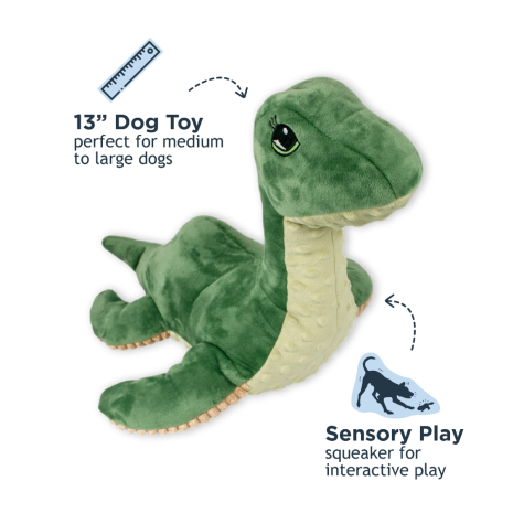 Tall Tails Plush Nessie With Squeaker & Rope Dog Toy